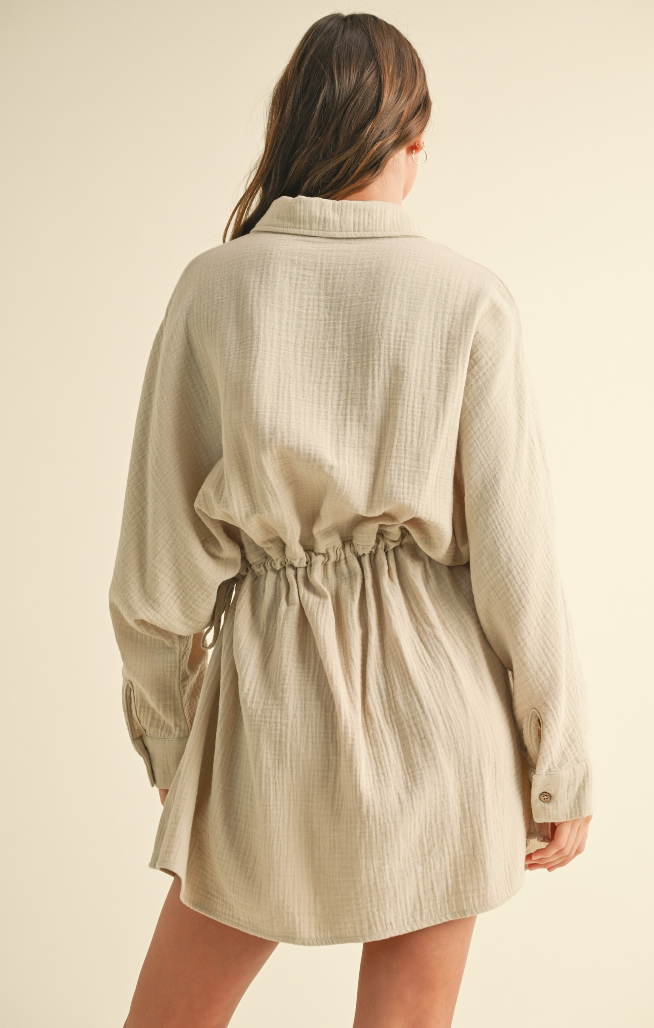 Willow Drawstring Shirt Dress for Women - Casual Flowy Tunic Top with Belt - Perfect for Spring Summer Outfits, Beach Cover Up & Boho Style