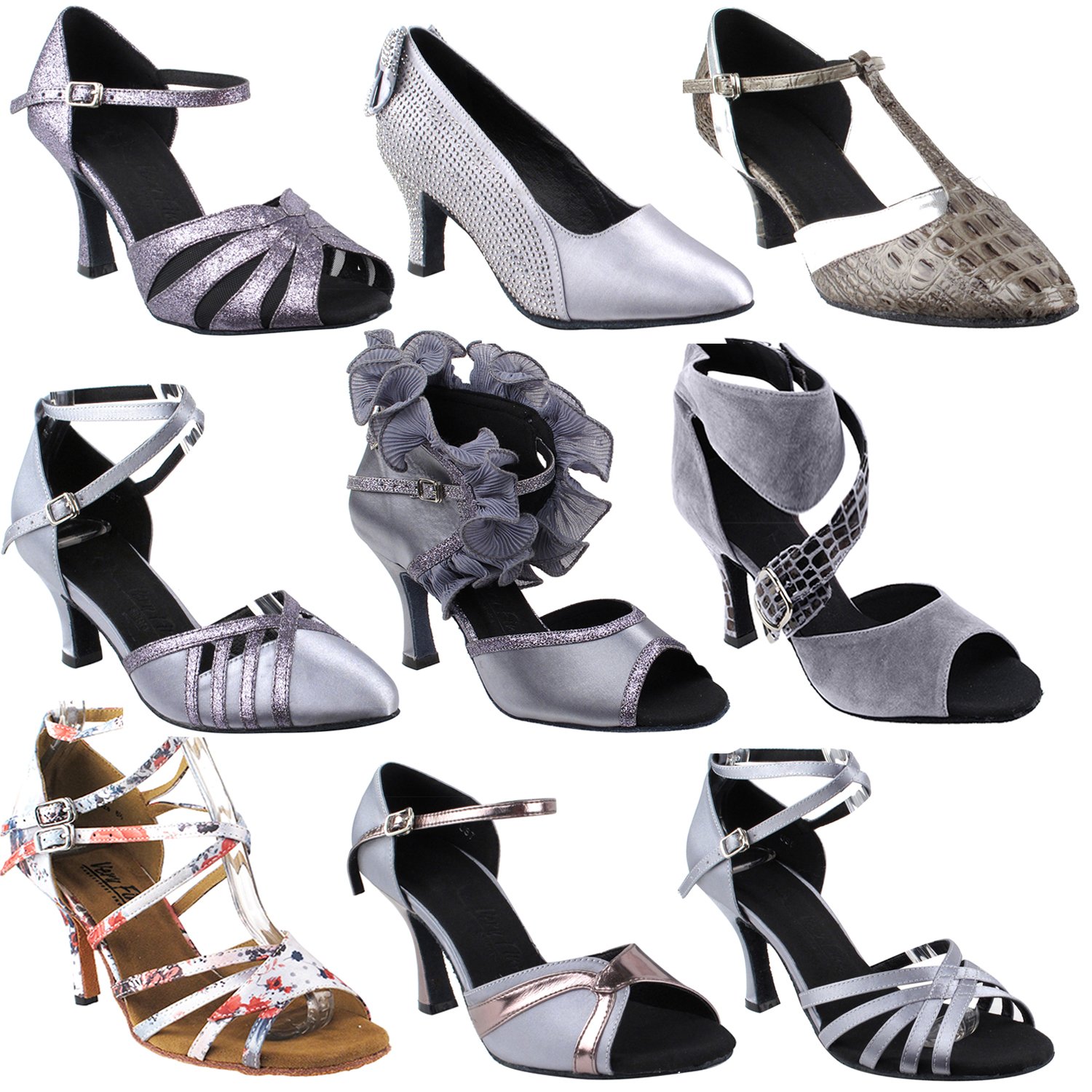 50 Shades Grey Women's Ballroom Latin Dance Shoes - Salsa, Swing, Wedding & Club Dancing - Perfect for Dance Classes, Performances & Social Events