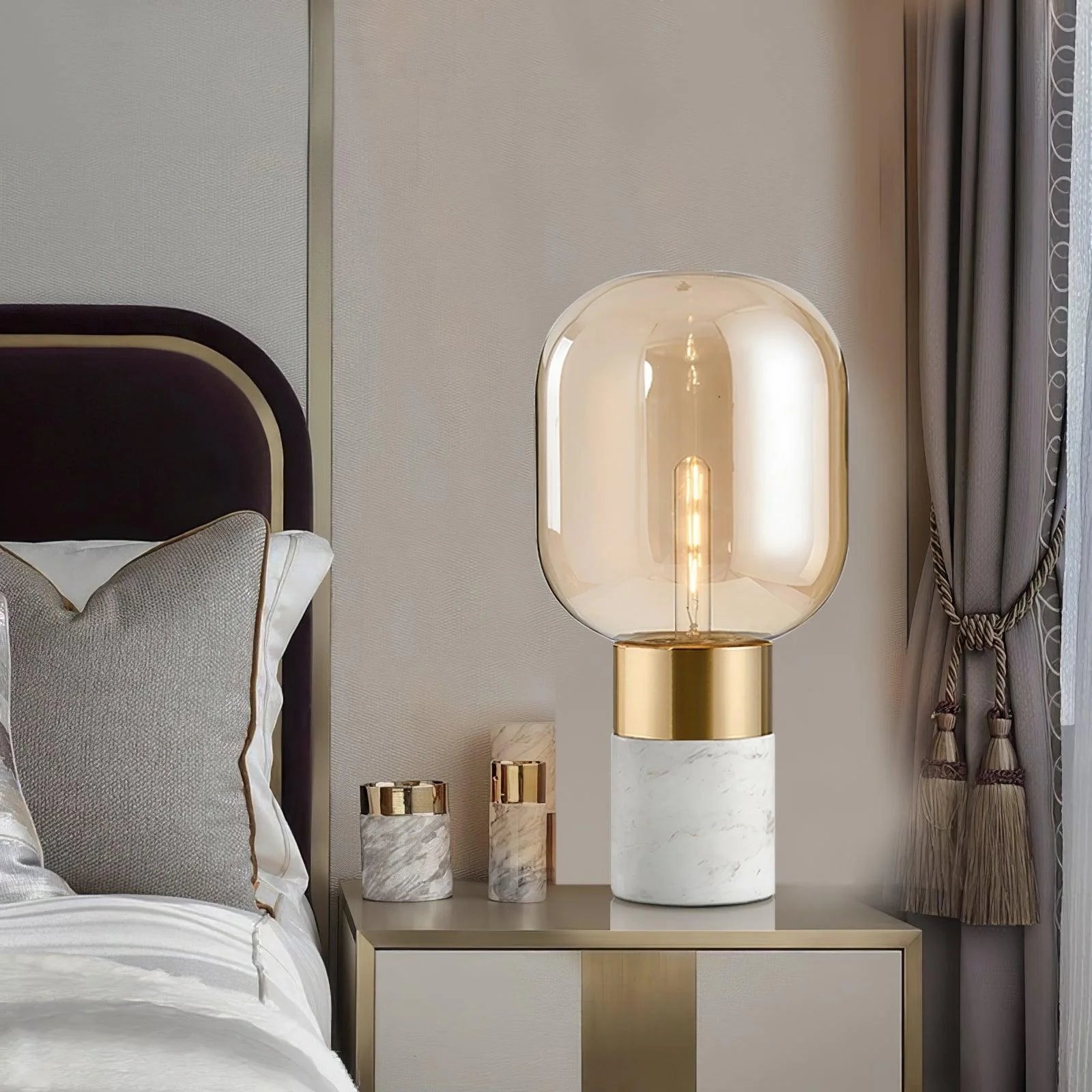 Modern Storm Marble Table Lamp - Elegant Home & Office Decor for Bedroom, Living Room, and Study - Dimmable LED Lighting with USB Port