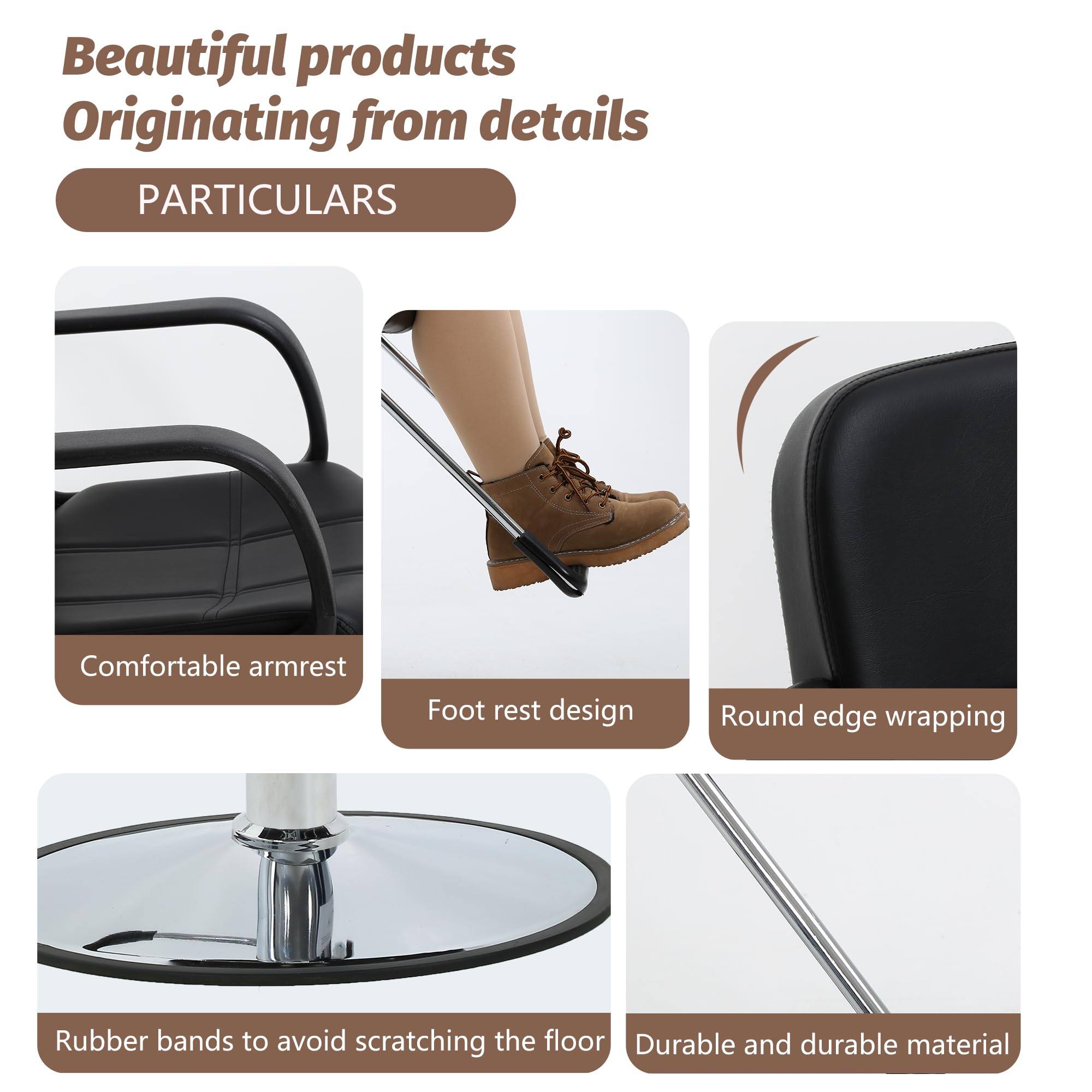 Premium Hydraulic Barber Chair - 360° Swivel & Reclining Salon Chair for Professional Hair Stylists | Heavy-Duty Beauty Salon Equipment in Black | Perfect for Barber Shops, Hair Salons & Styling Studios