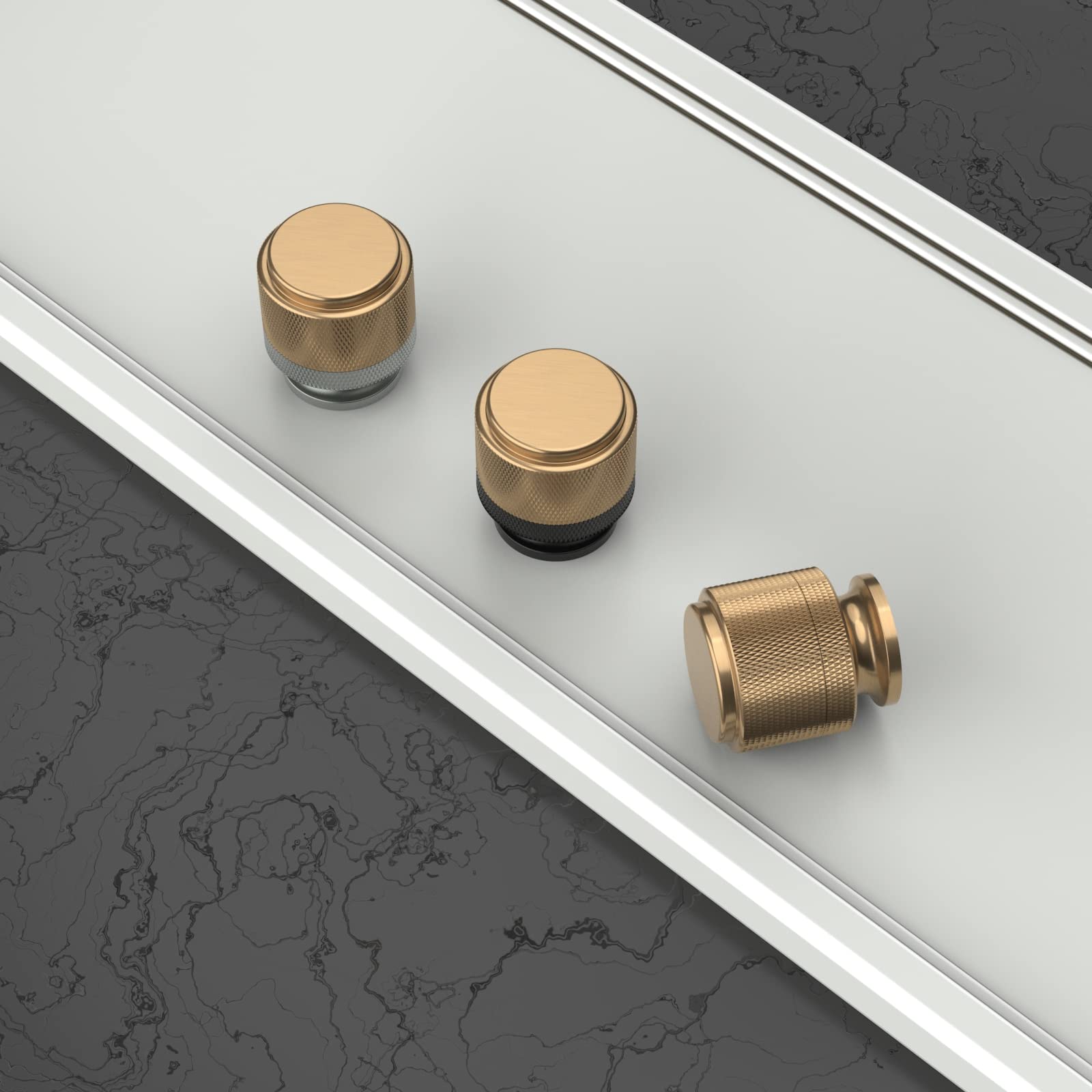 10 Pack Matte Black & Champagne Bronze Cabinet Knobs - Durable Zinc Alloy Drawer Pulls for Kitchen, Dresser, Bathroom & Furniture Hardware (Modern & Stylish Home Upgrade)