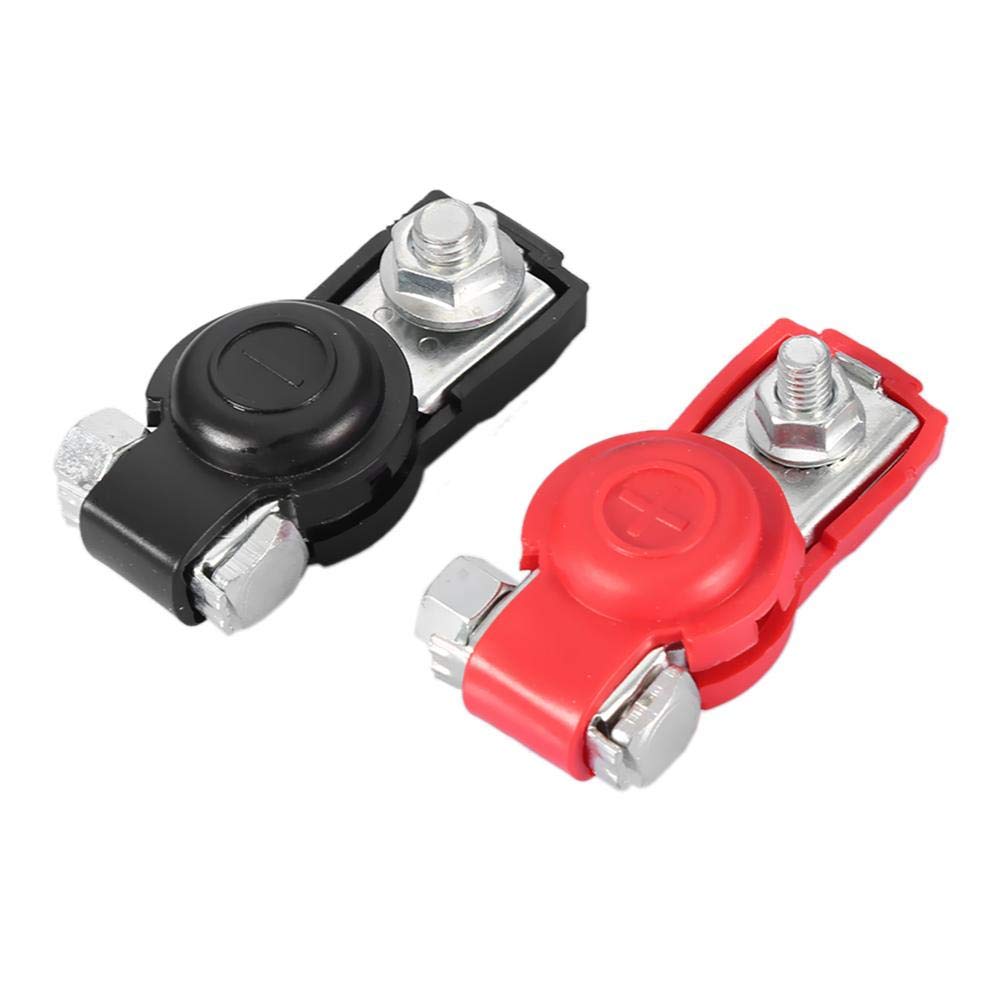 Universal Car Battery Terminals - 2Pcs with Protective Cover (Red+Black) for Easy Installation