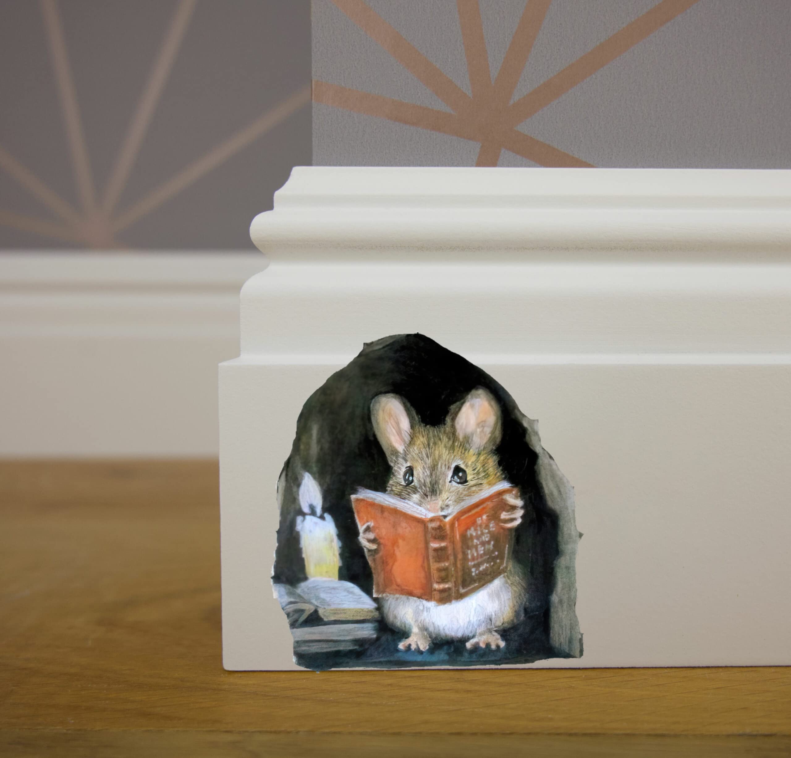2 Pack 3D Wall Stickers - Funny Mouse Reading Book Decals for Kids Room & Office Decor by Lumiere Tech | Perfect for Nursery, Study Room & Workspace