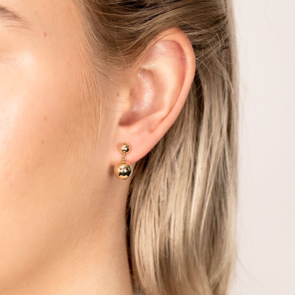 9ct Yellow Gold 5mm & 8mm Ball Drop Earrings for Women - Elegant Dangling Ear Jewelry for Party, Wedding & Everyday Wear