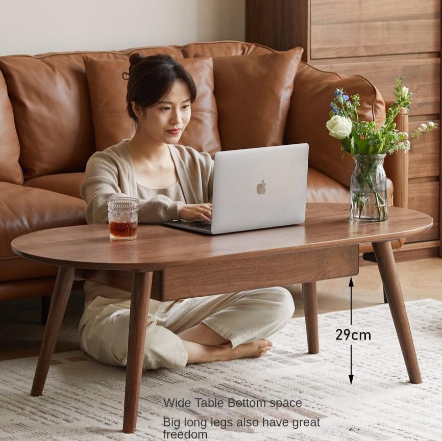 Premium Black Walnut Solid Wood Coffee Table - Modern Living Room Furniture for Capsule Apartments & Small Spaces - Perfect for Coffee, Reading & Relaxing