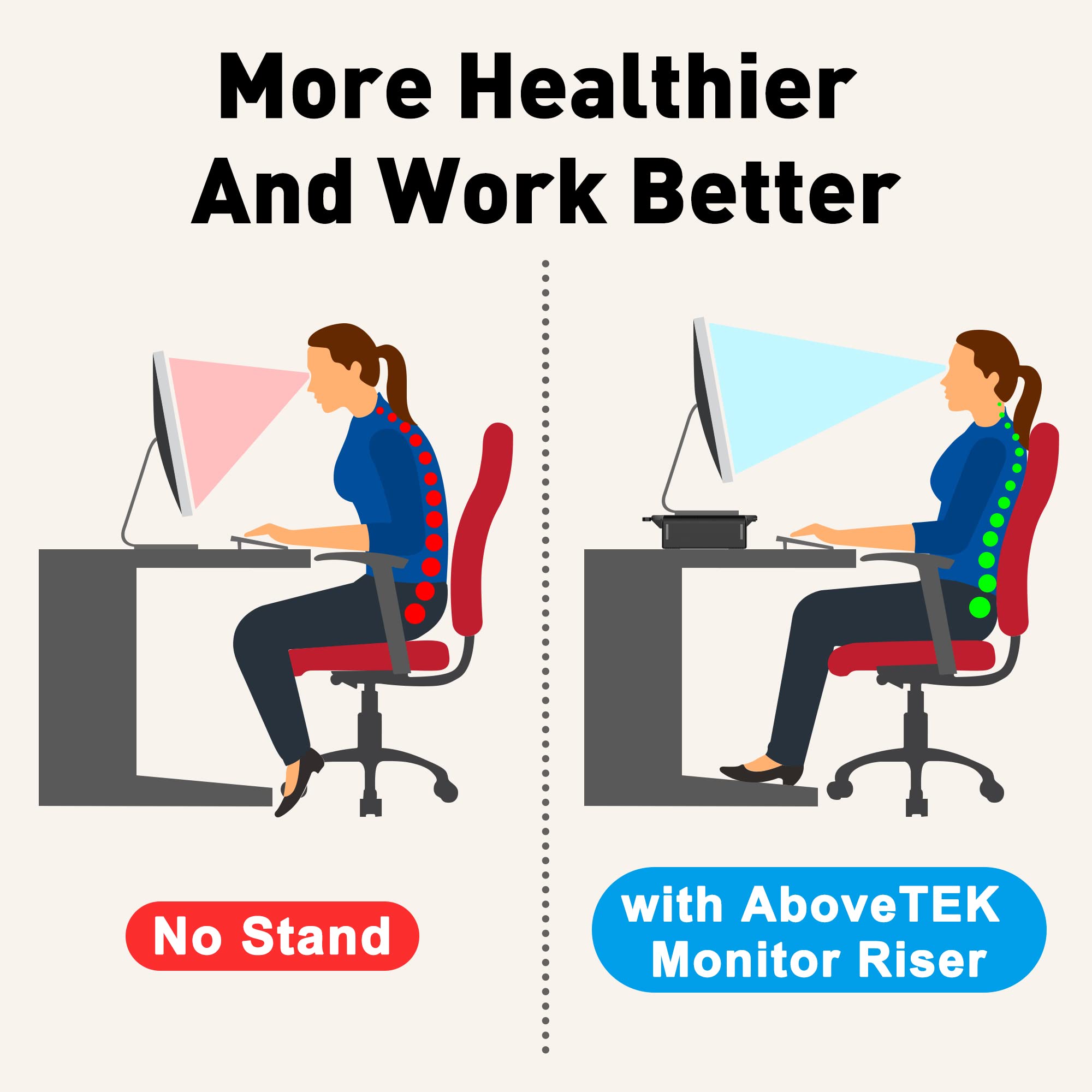 AboveTEK Foldable Monitor Stand with Drawer - Adjustable Height Computer Riser for PC, Laptop, Printer | Space-Saving Desk Organizer | Perfect for Home Office, Gaming Setup & Workspace (Black)