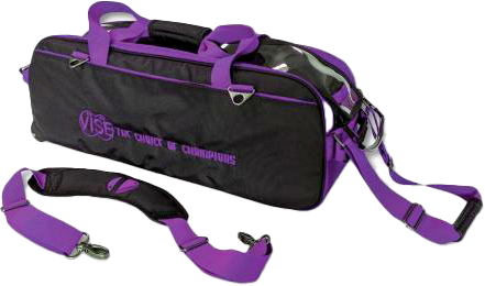 3 Ball Bowling Tote Bag with Clear Top - Black/Purple Bowling Accessory for League Play & Practice Sessions