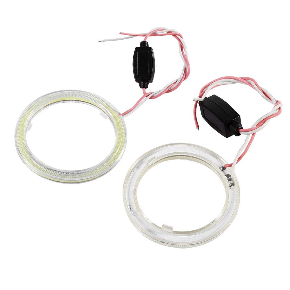 High-Performance 60mm LED Headlight with Halo Rings & COB Chips - DRL Compatible for Motorcycle and Car - Bright White Light (Perfect for Night Riding & Off-Road Adventures)