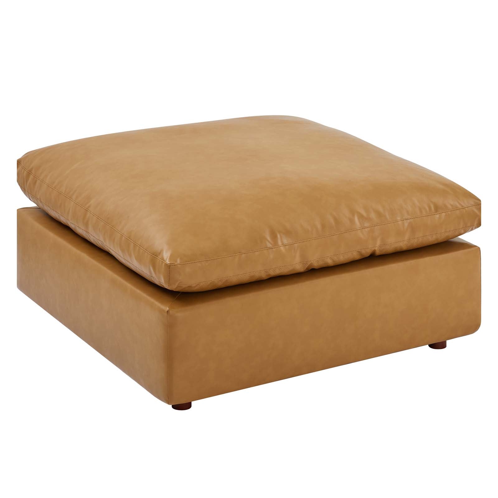 Comfortable Commix Down Filled Ottoman - Overstuffed Vegan Leather Footrest & Storage Bench - Perfect for Living Room, Bedroom or Home Office