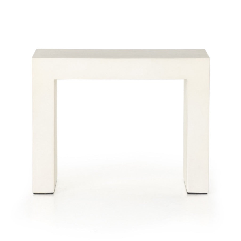 Modern White Concrete Parish End Table - Stylish Side Table for Living Room, Bedroom, or Office - Perfect for Coffee, Books & Decor