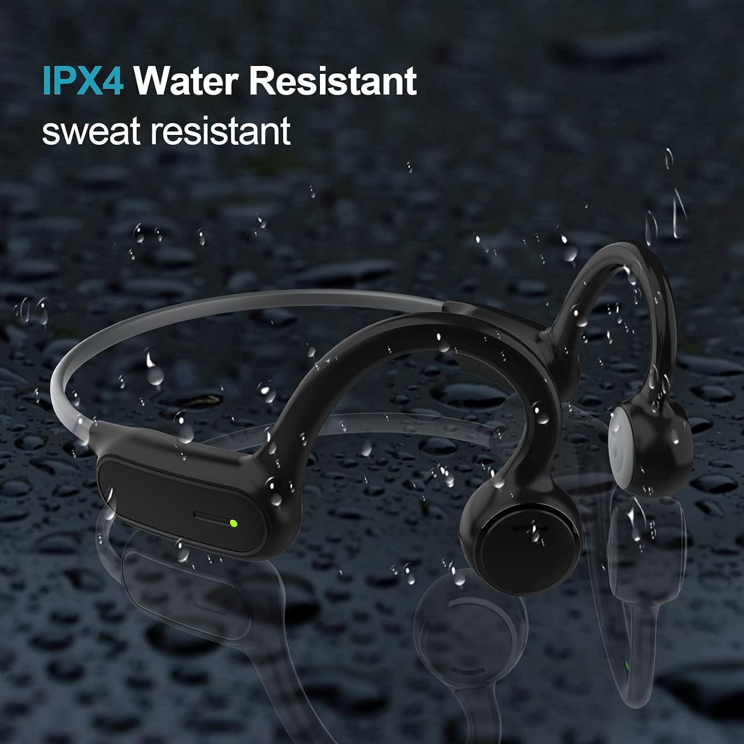 Bluetooth Bone Conduction Headphones with Noise-Canceling MIC, IPX7 Waterproof Wireless Open-Ear Headphones for Running, Cycling, Workout - 10H Playtime, Lightweight Comfortable Sport Headset (Grey) | Perfect for Outdoor Activities, Gym Training & Daily Commute