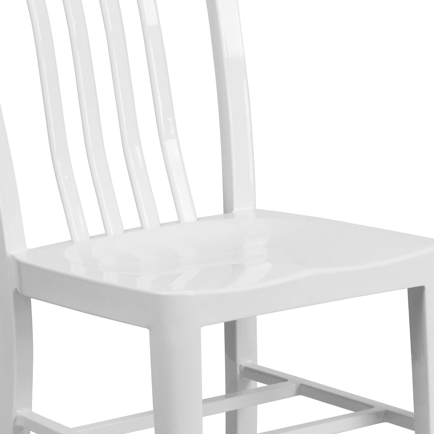 Flash Furniture Gael Commercial Grade 2-Pack White Metal Indoor-Outdoor Stackable Chairs for Restaurants, Patios, and Events
