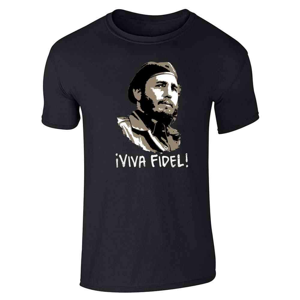 Pop Threads Viva Fidel! Castro Graffiti Cuba Graphic T-Shirt for Men - Cool Vintage Cuban Revolution Tee for Casual Wear & Street Style