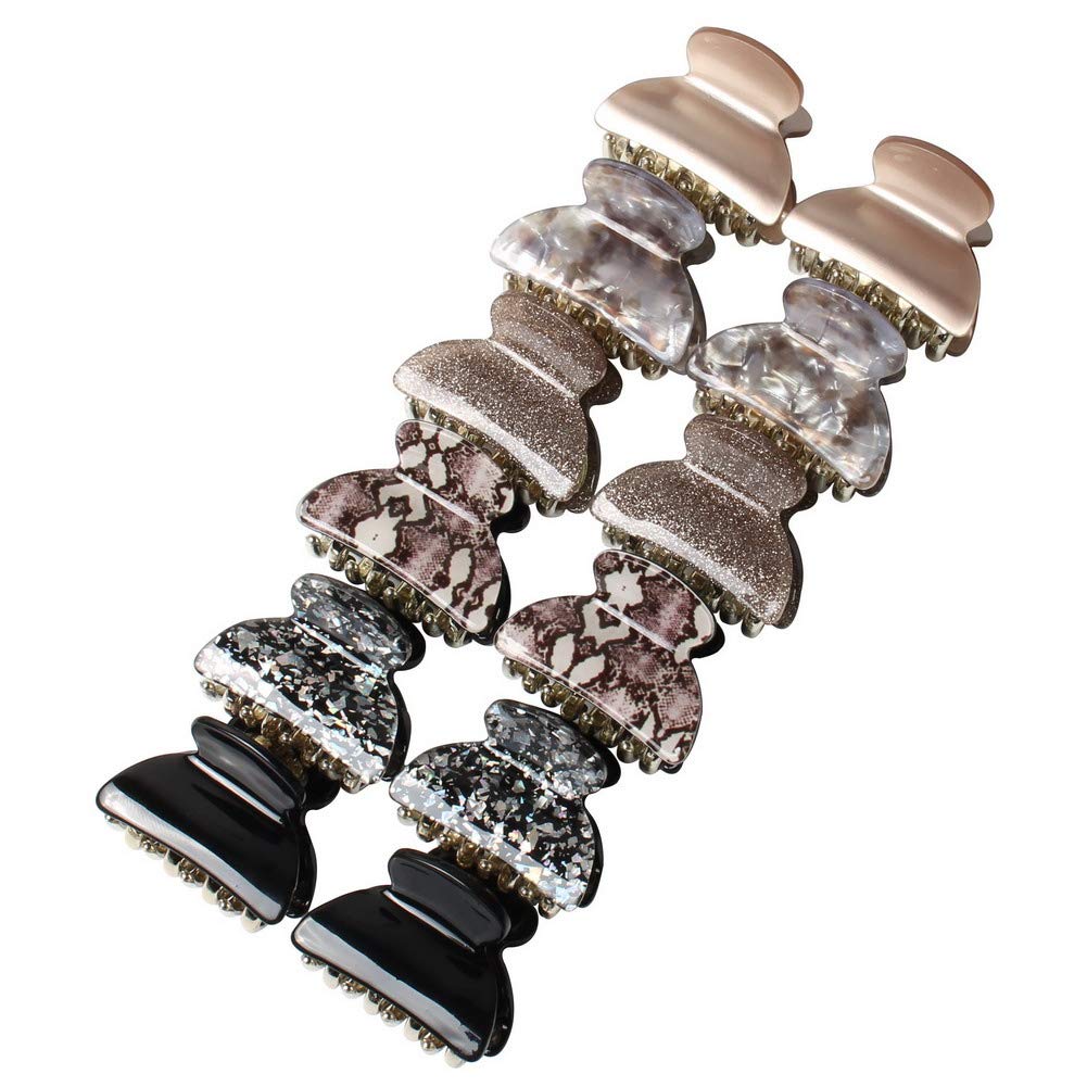 1.57 Inch Floral Printed Acrylic Hair Claw Clips for Women & Girls - Non-Slip Grip Hair Clamps (Pack of 12) - Perfect for School, Work, and Everyday Styling