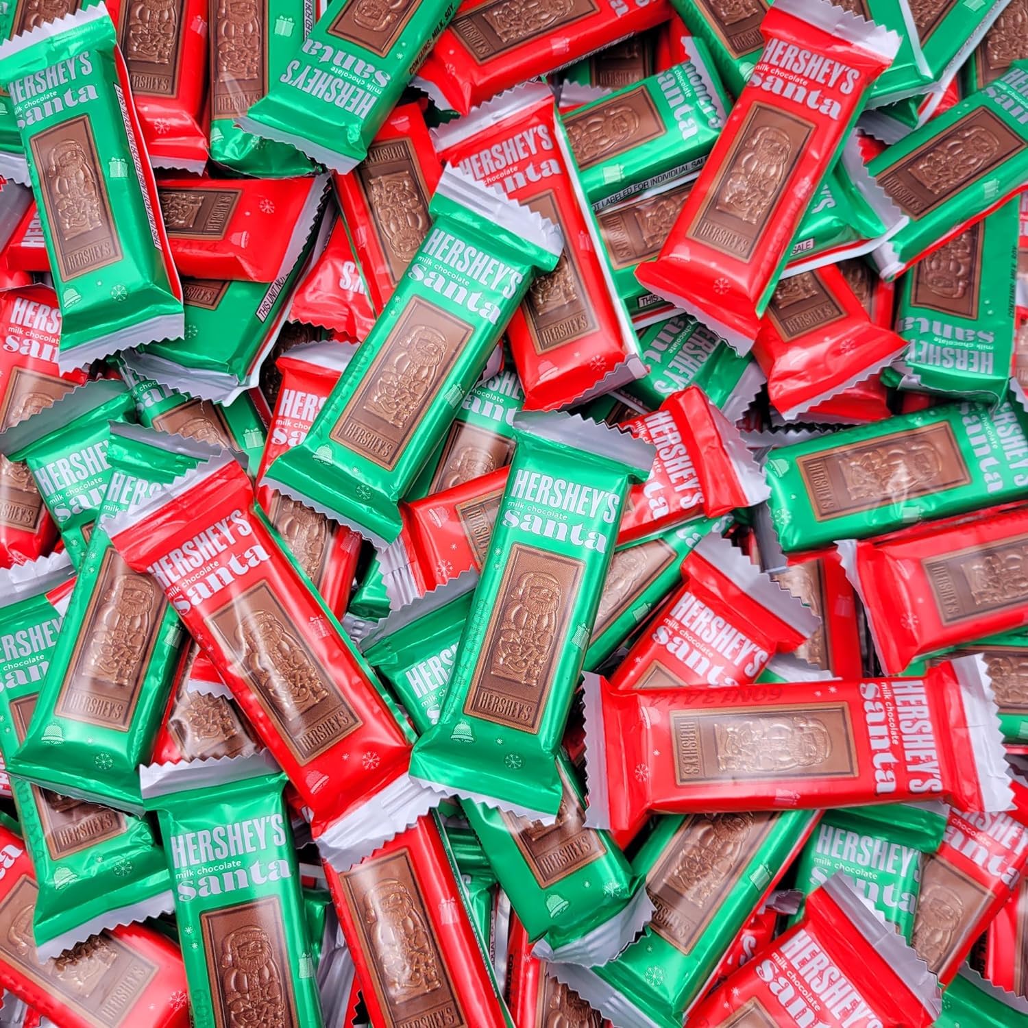 Hershey Milk Chocolate Santa Bars - Snack Size Holiday Candy - Bulk Individually Wrapped Christmas Treats (125 Pieces) - Perfect for Stocking Stuffers, Party Favors & Office Gifts
