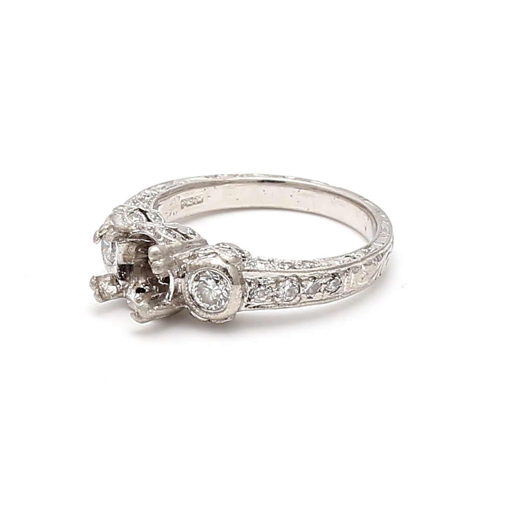 0.60 Carat Round Brilliant H VS1 Diamond White Platinum Semi Mount Ring - Elegant Engagement & Wedding Band for Women