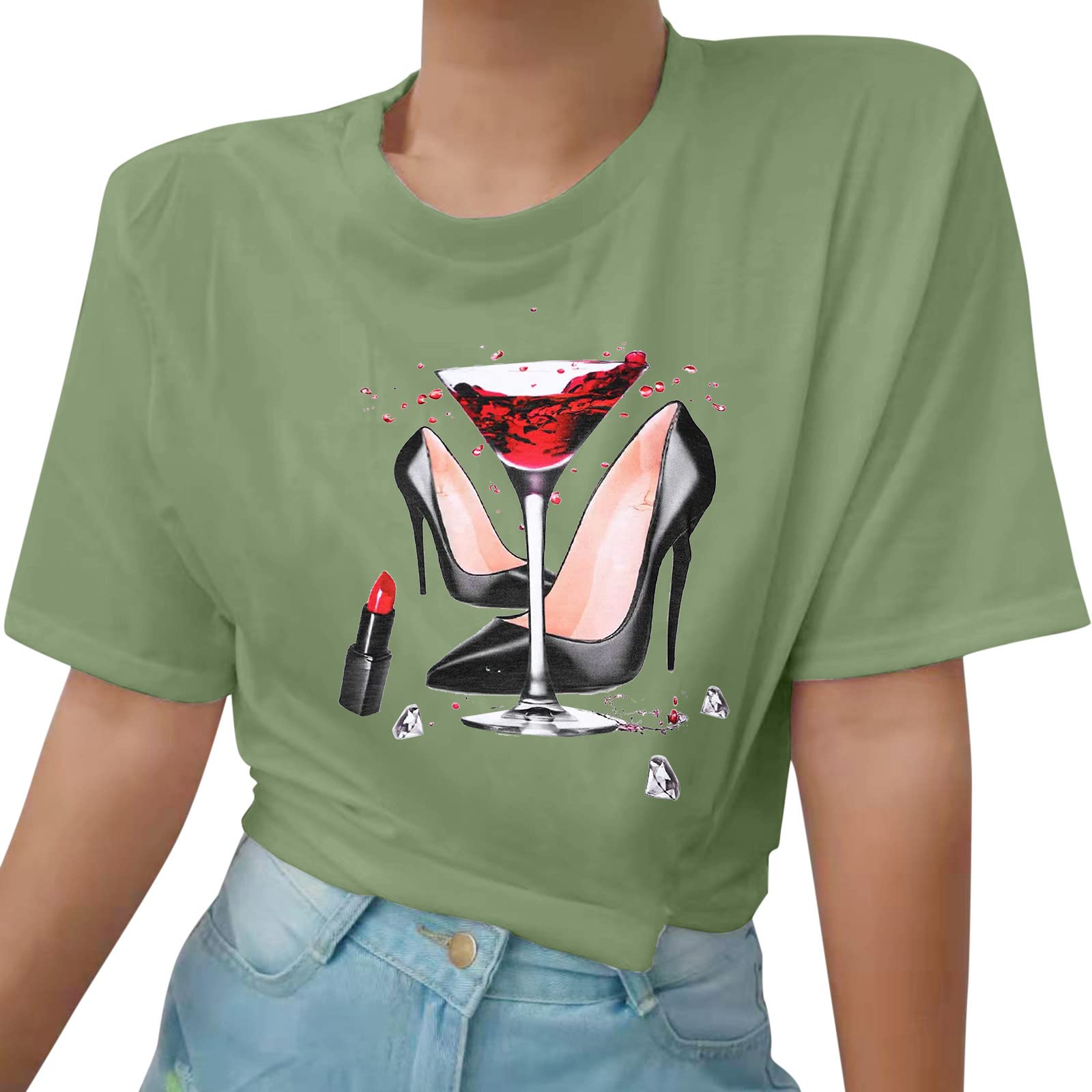 Women's Casual Short Sleeve Graphic Print Round Neck Blouse T-Shirt - Comfortable Daily Wear for Work, Weekend & Summer Outfits