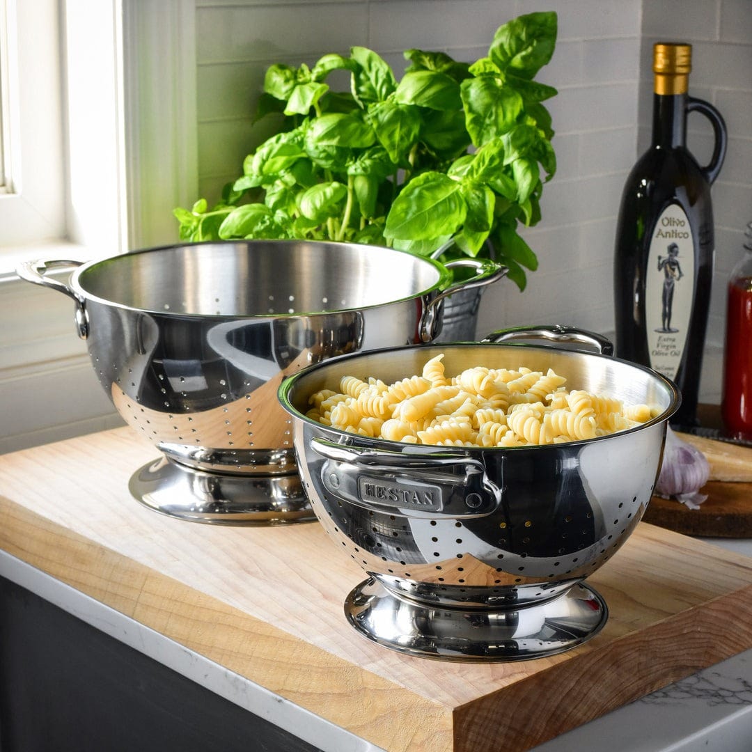 Hestan Provisions 5 Quart Stainless Steel Colander - Durable Kitchen Strainer for Pasta, Vegetables & Fruits | Perfect for Cooking, Washing & Draining