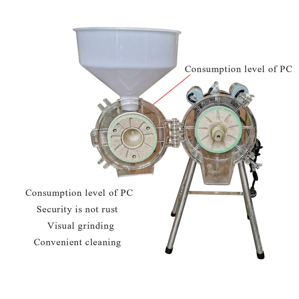 110V Commercial Electric Grain Grinder - Heavy Duty Wet & Dry Mill for Flour, Cereals, Rice, Corn, Wheat - Includes Funnel - Perfect for Bakeries, Restaurants & Home Kitchens