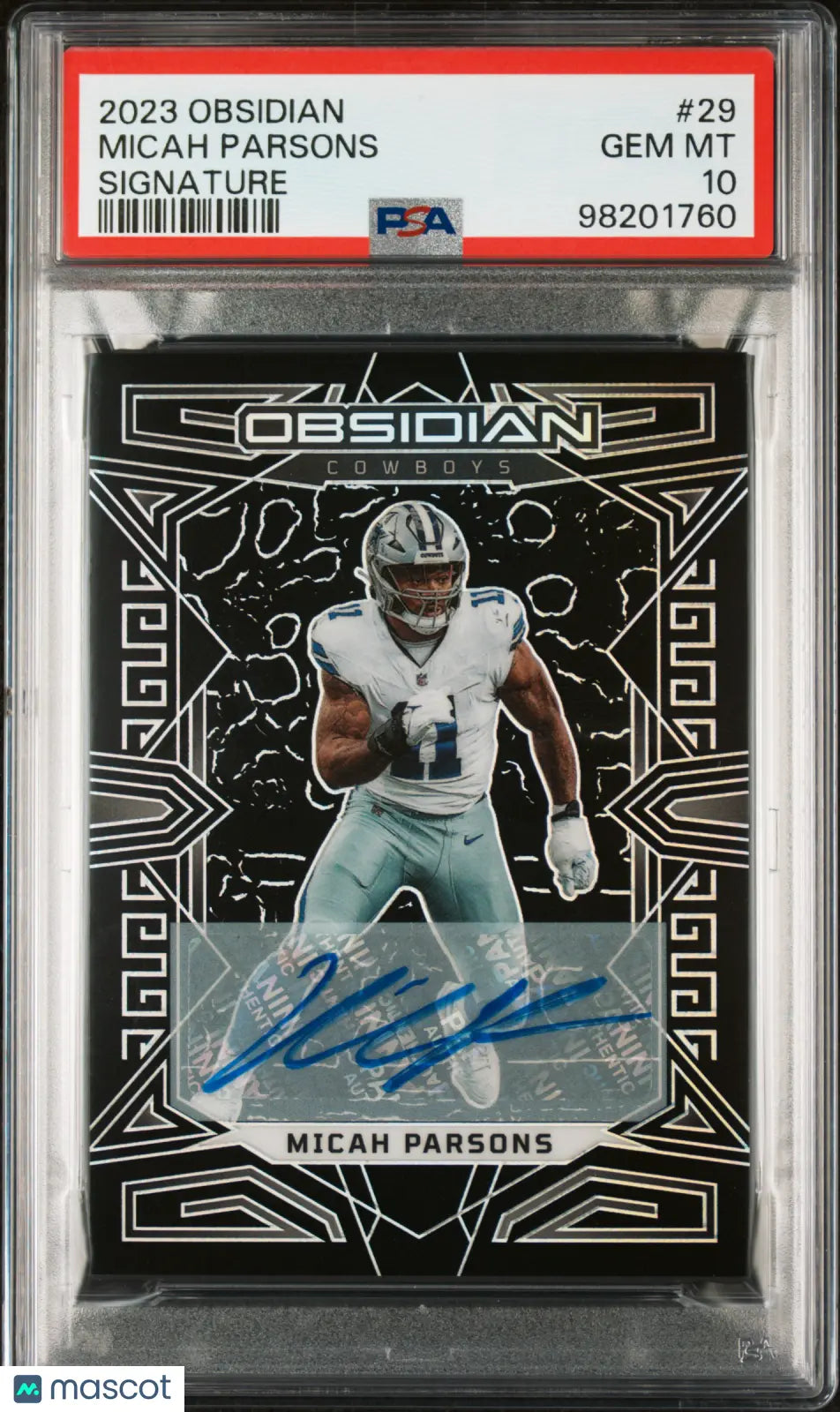 2023 Panini Obsidian Football Micah Parsons Autographed Rookie Card PSA 10 Gem Mint - Perfect for NFL Collectors, Sports Memorabilia Enthusiasts & Investment