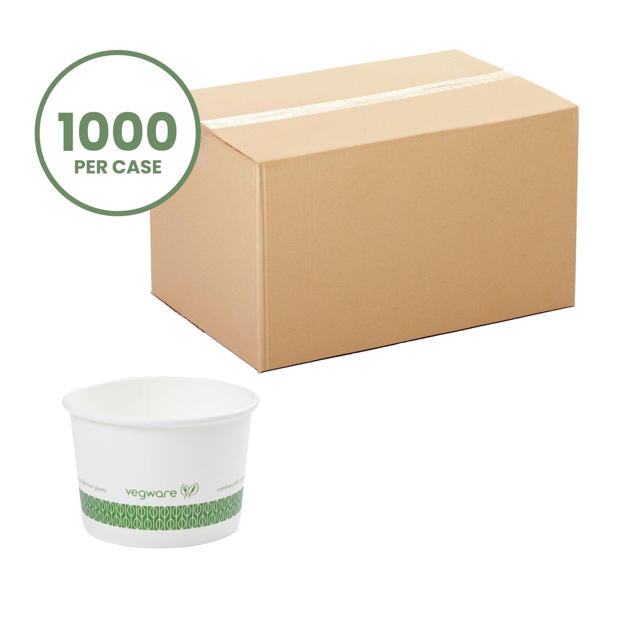 Eco-Friendly 8oz Compostable PLA Lined Paper Bowls - 1000 Count Disposable White Round Food Containers for Ice Cream, Soup & Desserts | Plant-Based & Biodegradable | Compatible with 90-Series Lids | Perfect for Restaurants, Cafes & Catering Events