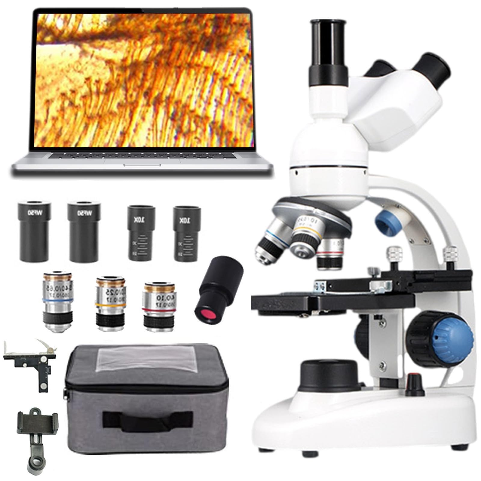 **Professional 30000x-70000x Portable Compound Trinocular Microscope Kit for Adults & Students – Includes E-Eyepiece, Storage Bag & Phone Stand – Perfect for Lab Research, Science Education & Home Learning (50000X Magnification)**    *(Ideal for Biology Studies, Classroom Experiments, Hobbyists & STEM Enthusiasts – Great Gift for Boys & Girls!)*