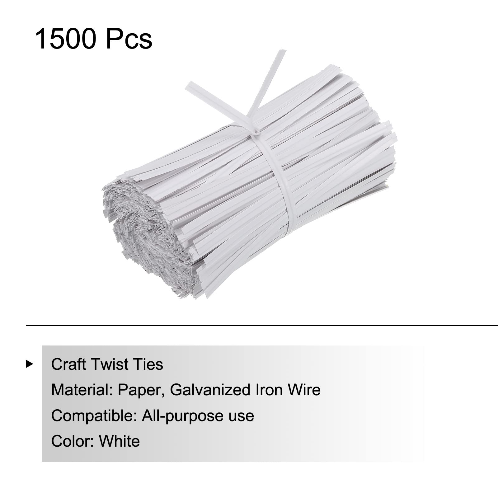 PATIKIL 4-inch White Twist Ties - 1500 Pack for Securing Gift Bags, Candy Wrappers, Bread Bags & DIY Crafts | Perfect for Party Decorations, Baking Storage & Art Projects