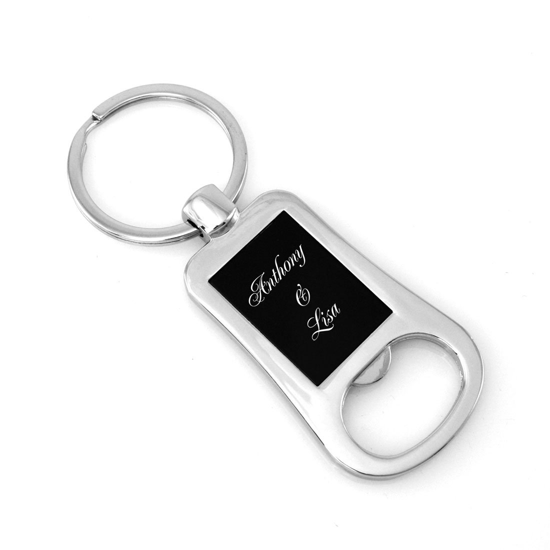 Personalized Bottle Opener Keychain - Custom Laser Engraved Gift for Men & Women - Black Metal Bottle Opener Key Ring - Perfect for Weddings, Birthdays, Anniversaries & Corporate Gifts