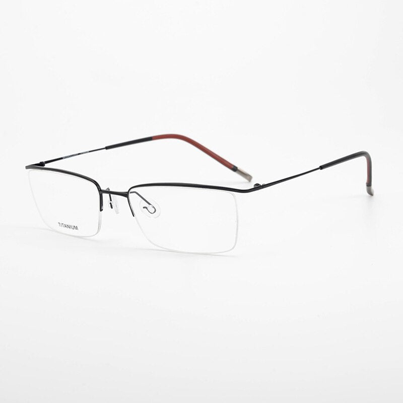 Bclear Titanium Semi-Rimless Square Eyeglasses for Men - Lightweight & Durable Frame (Model HL5502) - Perfect for Office, Reading & Everyday Use