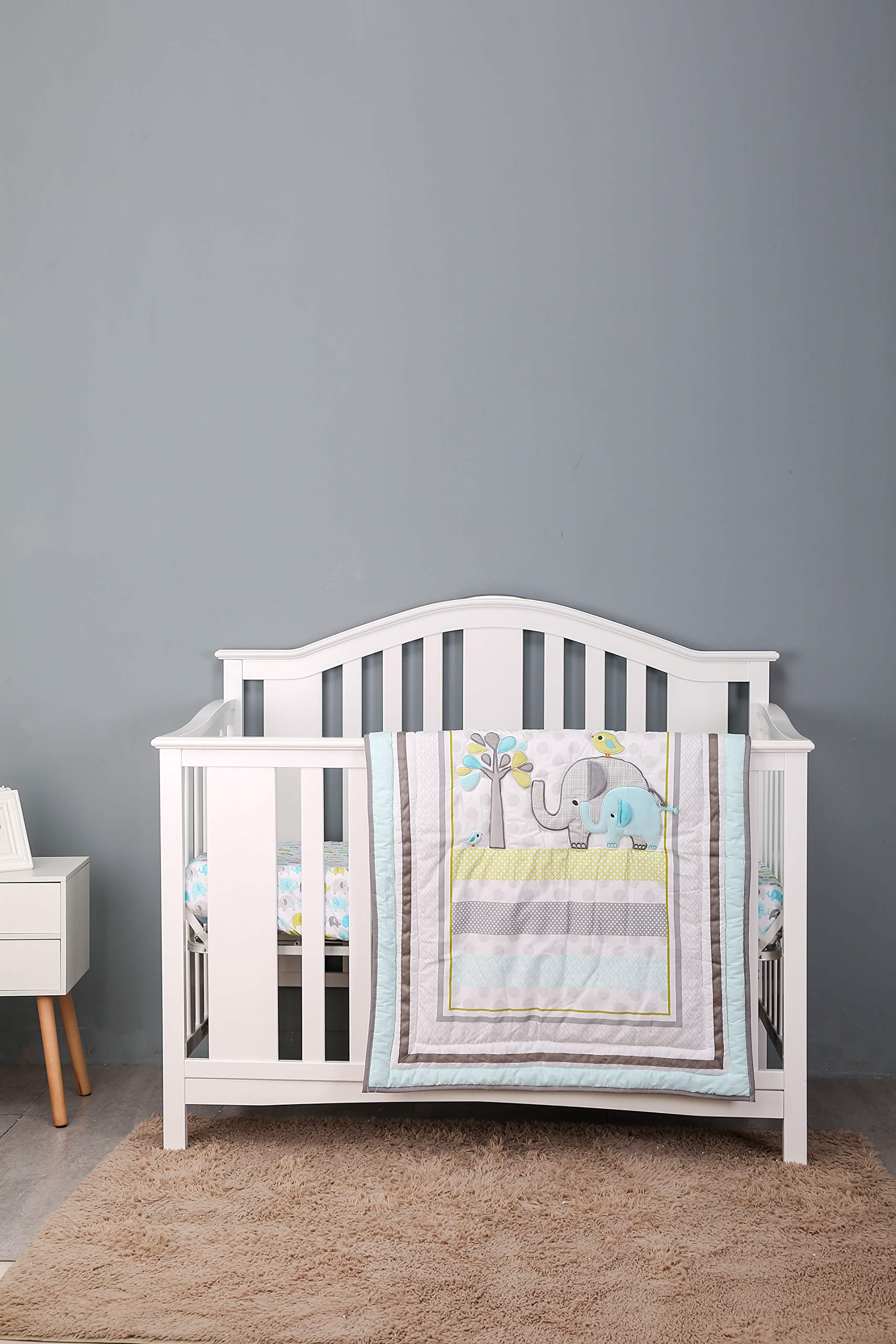 3-Piece Elephant Nursery Crib Bedding Set - Soft Unisex Baby Cot Bedding with Adorable Animal Theme | Perfect for Newborns, Baby Showers & Nursery Decor