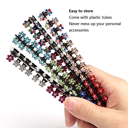 Shidara No-Slip Grip Jaw Clips - Glitter Rhinestone Hair Clips with Teeth for Women & Girls | Metal Flower Hair Accessories | 12-Piece Set in Multicolor | Perfect for Parties, Weddings & Everyday Styling