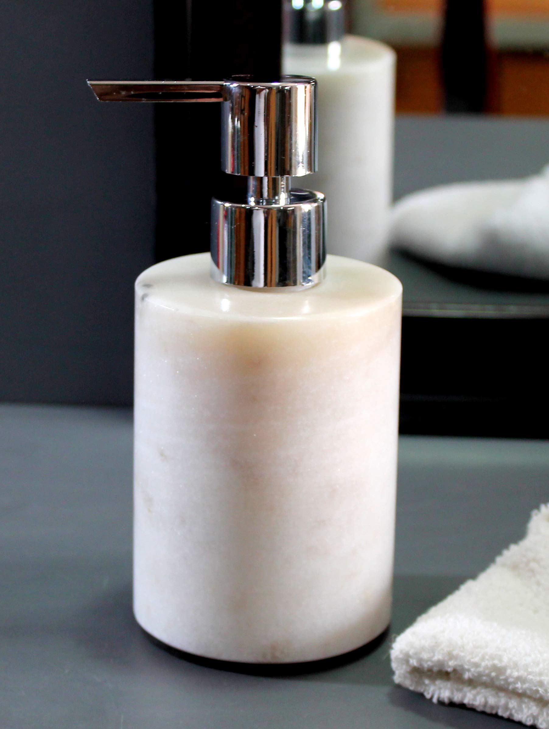 KLEO Top 10 Christmas Soap & Lotion Dispenser Set - Genuine White Indian Marble Luxury Bathroom Accessories for Home - Perfect for Holiday Gifts, Spa Bathrooms & Upscale Home Decor