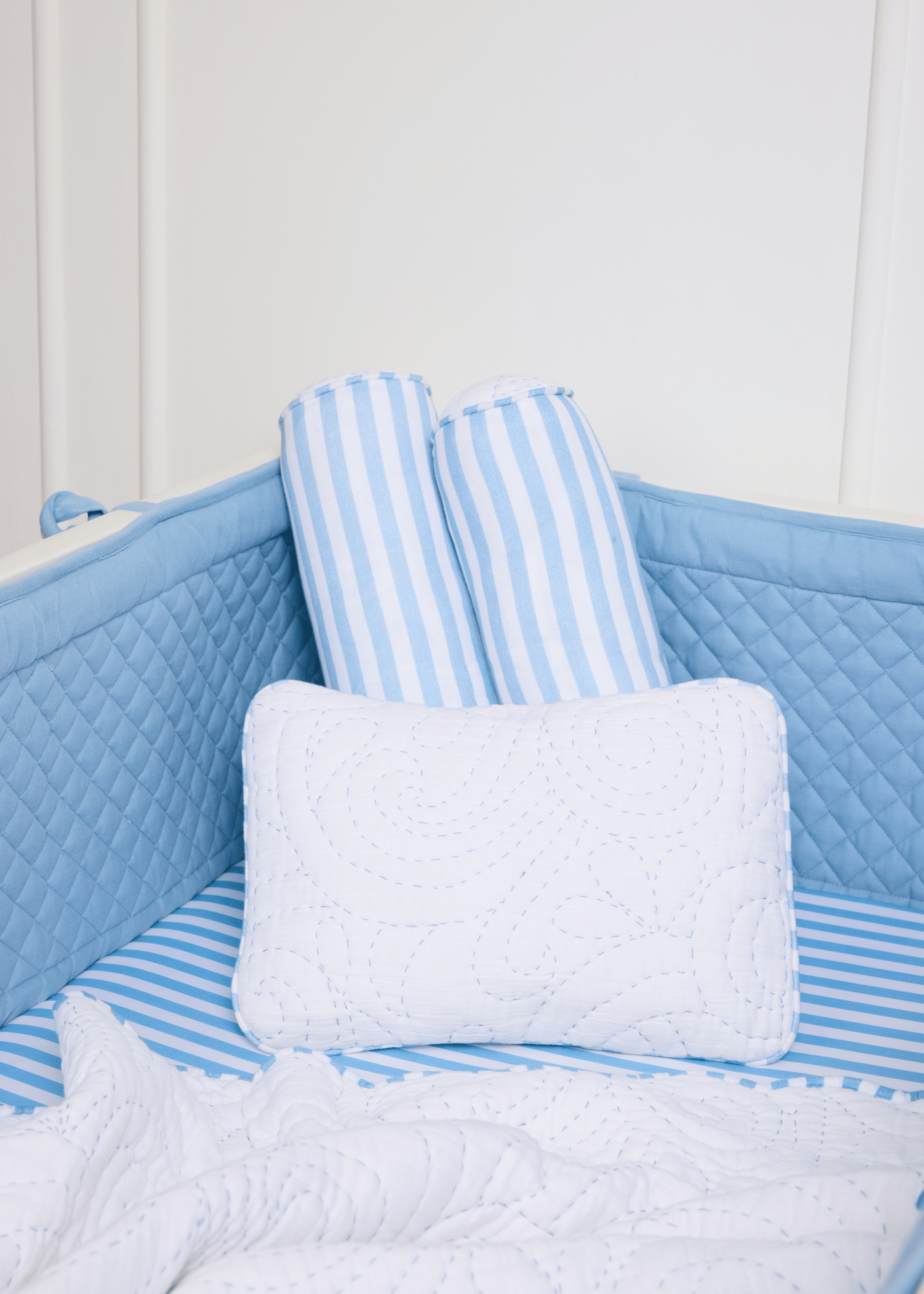 Premium Heirloom Blue Cotton Baby Crib Bedding Set - Soft, Breathable & Hypoallergenic for Nursery Decor & Newborn Comfort