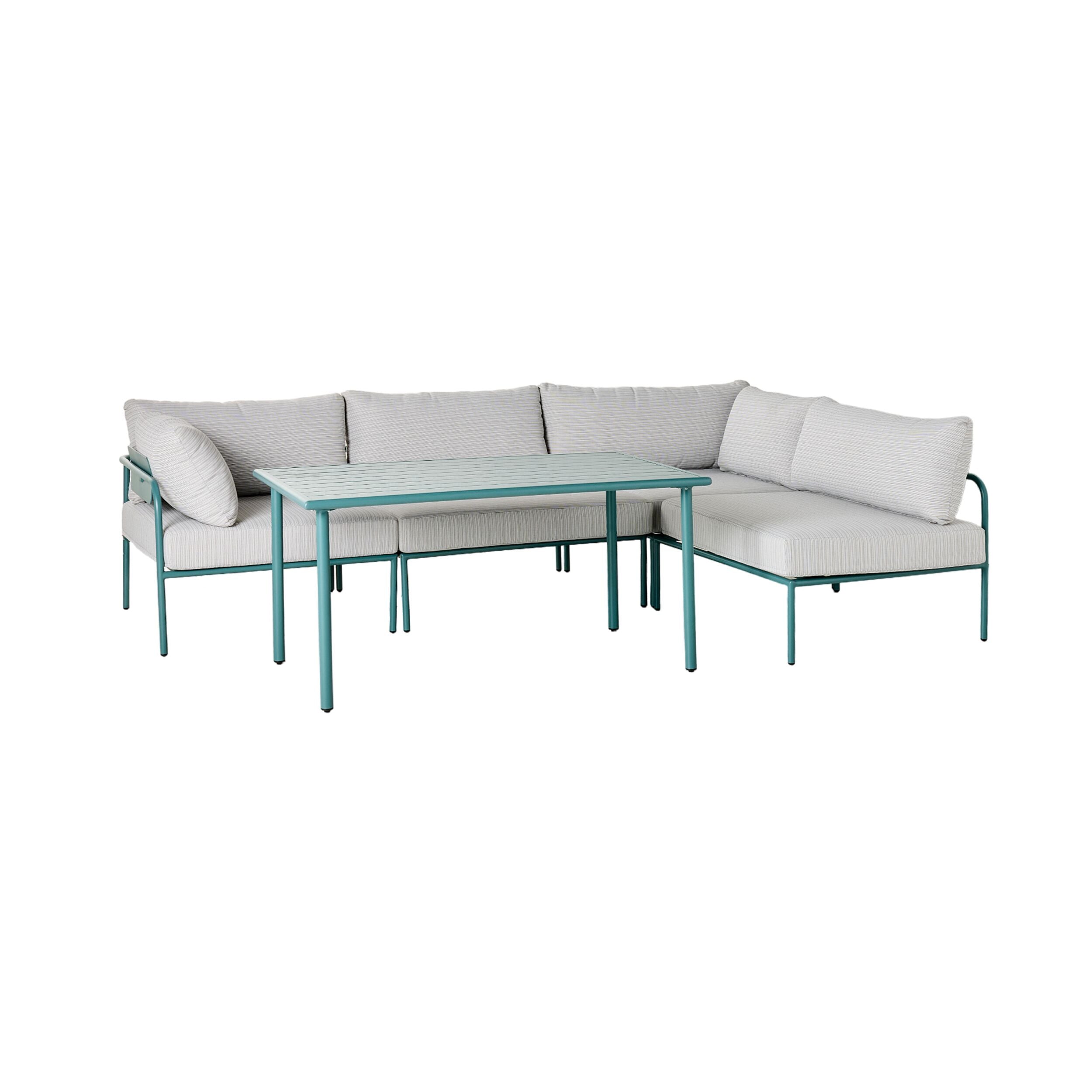Stylish Billy Corner Sofa Set with Dining Table in Turquoise - Perfect for Small Space Living Rooms & Modern Apartments