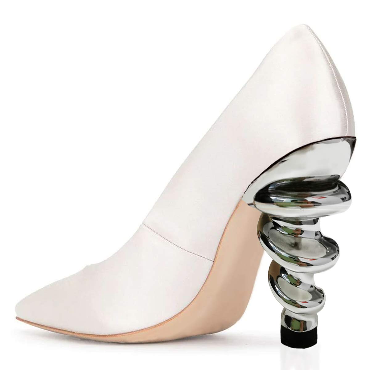 YDN Women's Sexy Spiral High Heel Pumps - Pointed Toe Slip-On Dress Shoes for Office & Evening Parties | Comfortable Work Heels for Professional Women