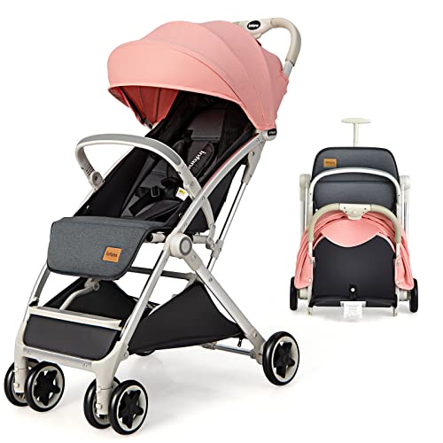 INFANS Lightweight Baby Stroller - Compact Travel Stroller with One-Hand Fold, Airplane Approved, Includes Cup Holder, Foot Cover, 5-Point Safety Harness & Canopy for Infants 0-36 Months - Perfect for Air Travel, Shopping & Daily Walks