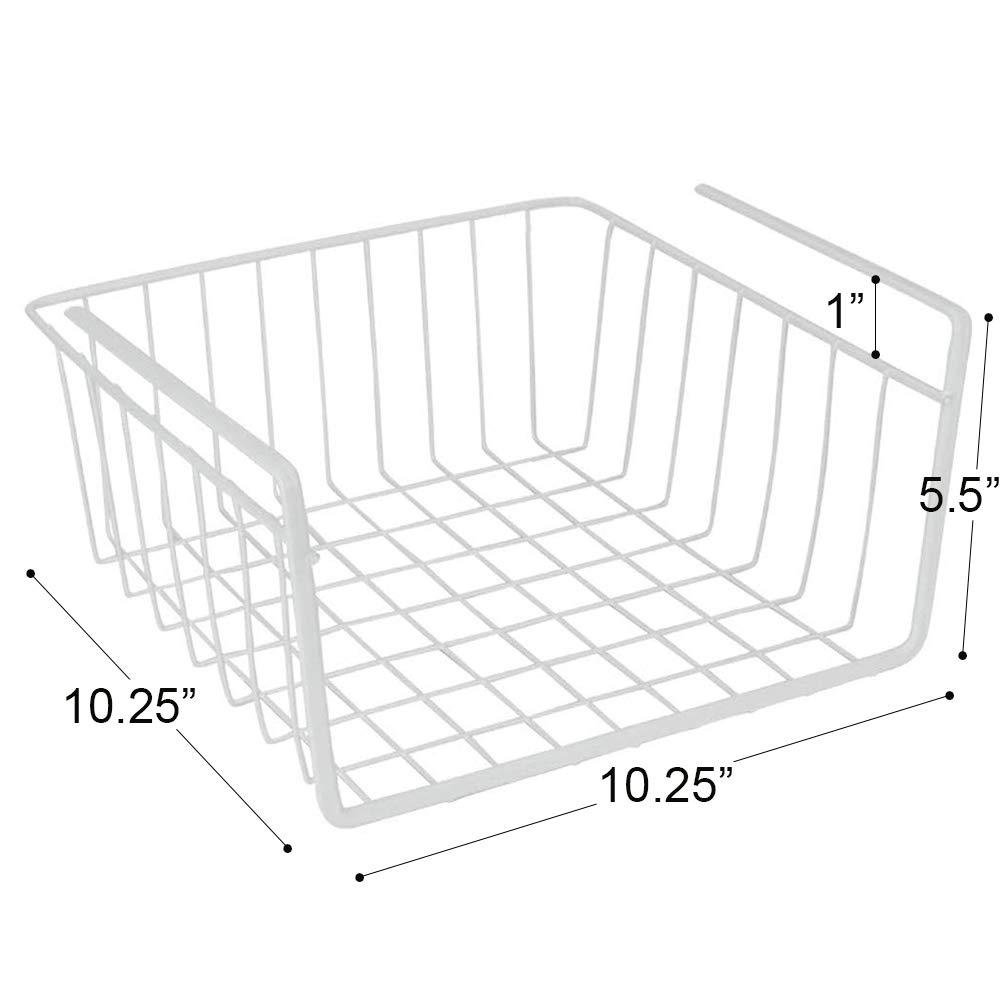 Cabinet Wire Hanging Basket Shelves - Space Saving Under Shelf Storage Organizer (Set of 2, 10.25