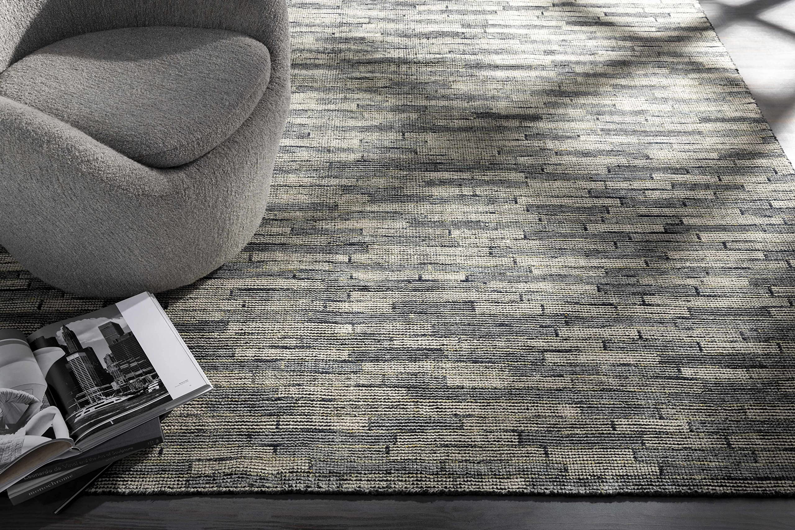 Hauteloom Willmar Wool Area Rug for Living Room & Bedroom - Modern Teal, Denim, Light Sage - 2' x 3' - Soft & Durable Handmade Rug for Cozy Home Decor