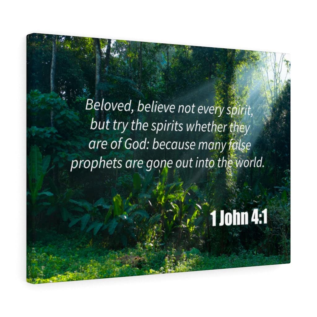 Christian Wall Art - 1 John 4:1 Bible Verse Print - Inspirational Scripture Gift for Home & Church Decor - Ready to Hang Canvas for Living Room, Bedroom, or Office