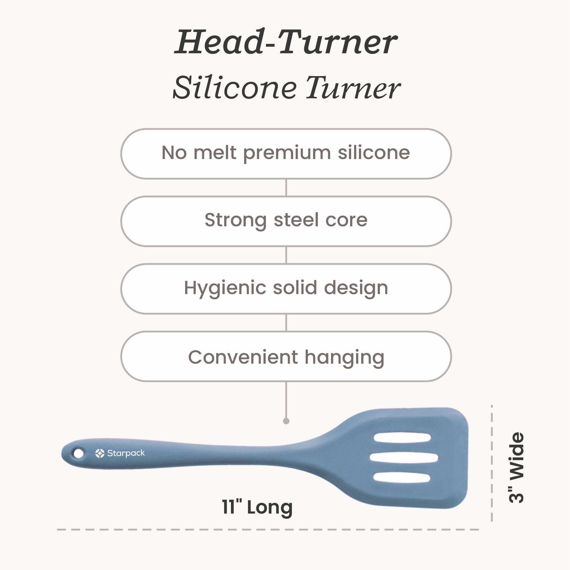 Non-Stick Silicone Turner Spatula - Heat Resistant Up to 450°F - Flexible Kitchen Utensil for Flipping Pancakes, Burgers & Eggs - Perfect for Nonstick Cookware & Grilling