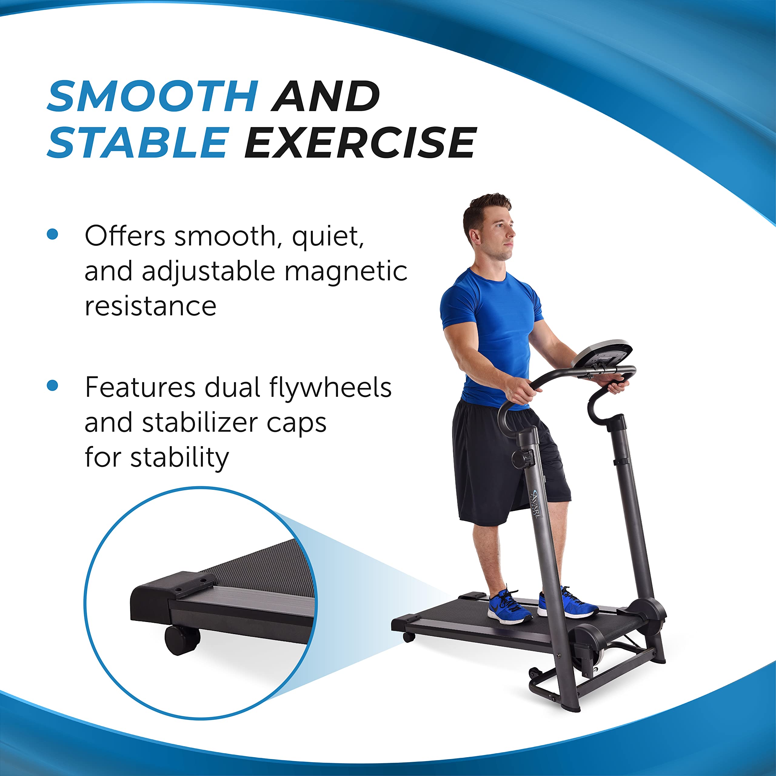 Avari Magnetic Treadmill - Foldable Manual for Home Workout - 250lbs Capacity - Perfect for Small Spaces & Cardio Training