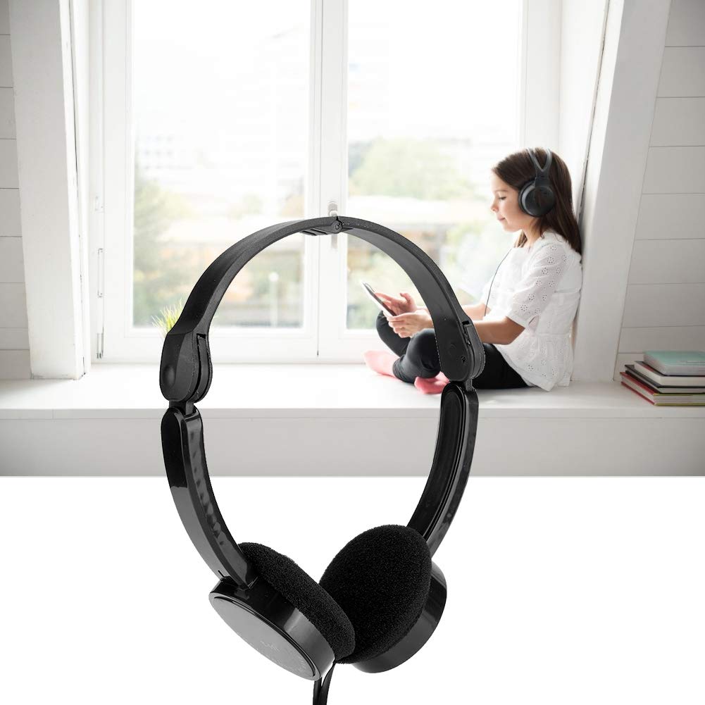 Yoidesu Kids Wired Headphones with Microphone - Foldable Stereo On-Ear Headset with 3.5mm Jack for iPhone, Android, PC, Laptop - Perfect for Online Classes, Gaming & Music (Black)