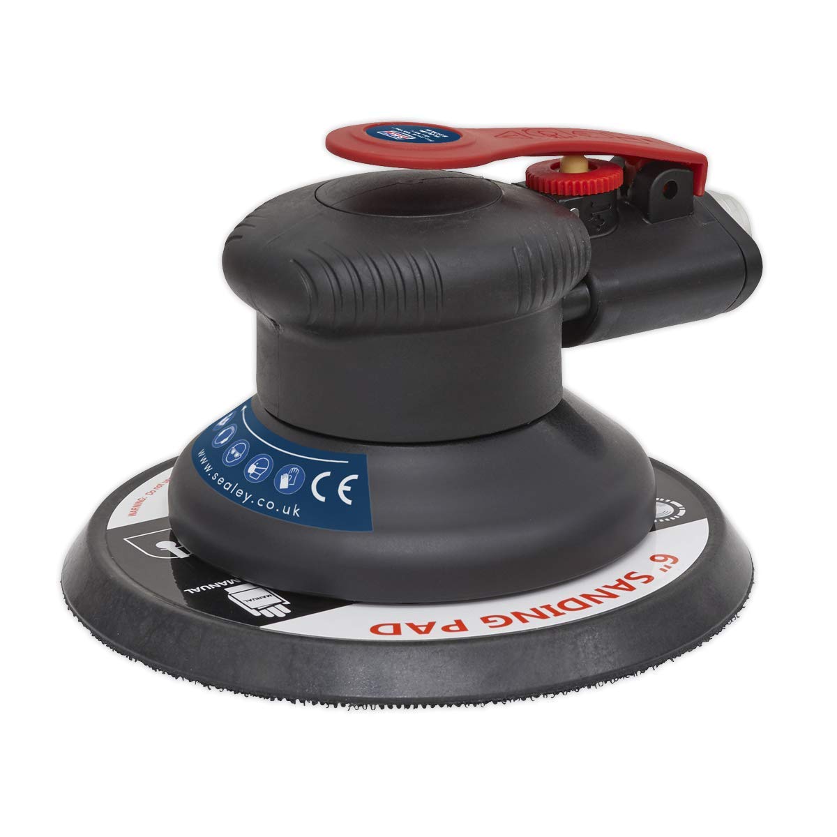 Sealey 150mm Air Palm Orbital Sander - Professional Pneumatic Sander for Woodworking, Auto Body & Metal Finishing - Ideal for Sanding, Polishing & Surface Prep