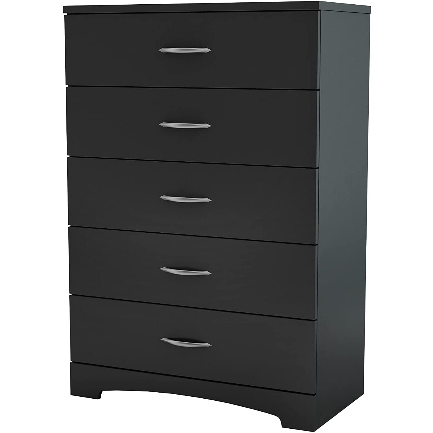 South Shore Step One 5-Drawer Chest in Pure Black - Modern Dresser for Bedroom, Nursery & Closet Organization - Space Saving Storage Solution