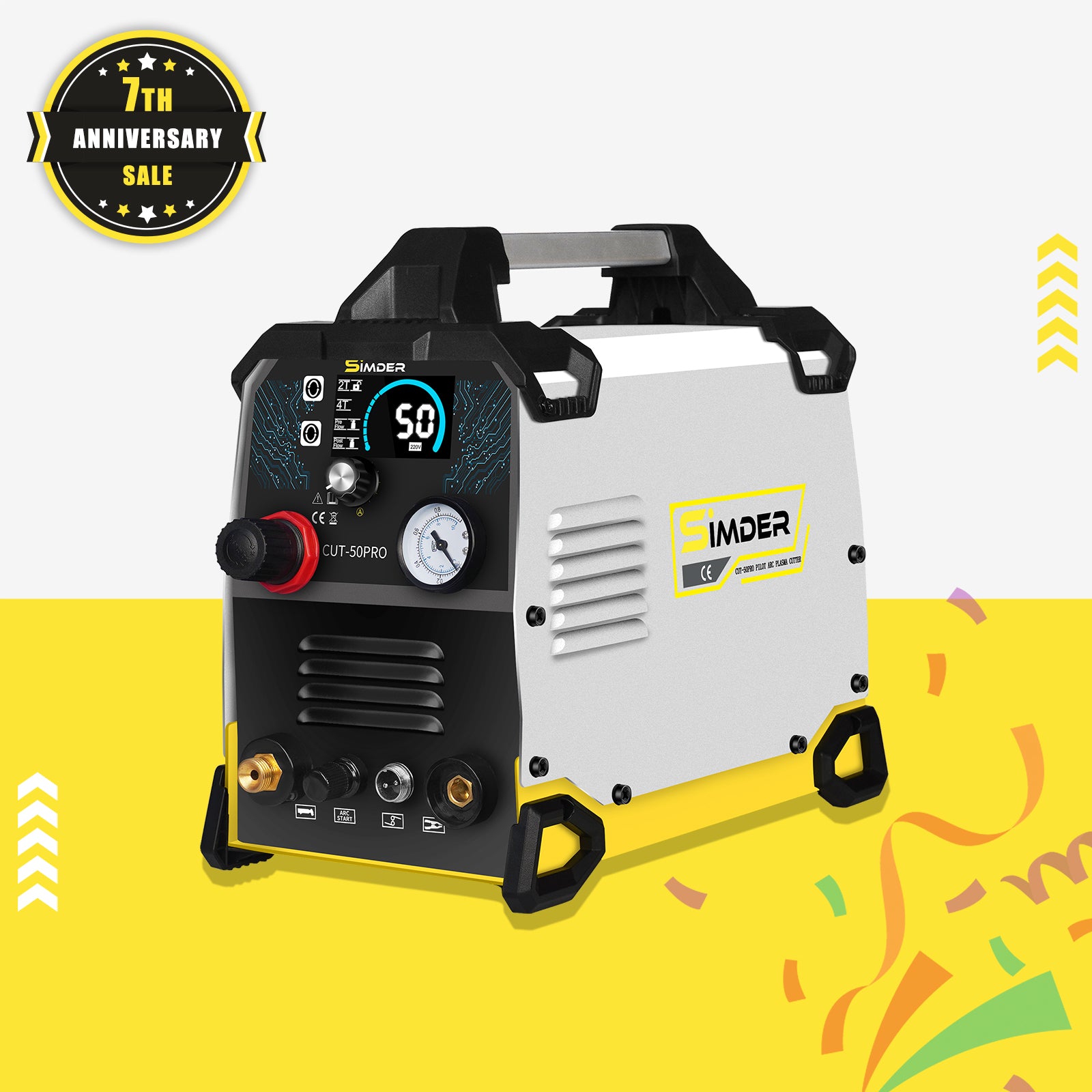 SSIMDER CUT 50 PRO Pilot Arc Plasma Cutter - 50A Industrial Metal Cutting Tool for Steel, Iron, Aluminum | Perfect for DIY Projects, Automotive Repair & Metal Fabrication