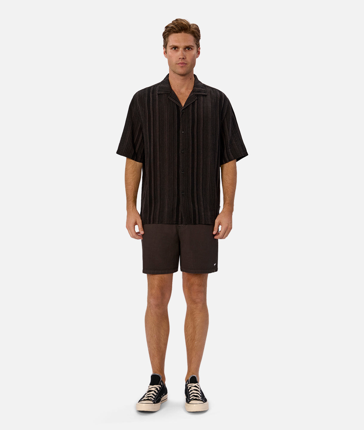 Veloro Short Sleeve Linen Shirt for Men - Breathable Summer Casual Button Down Shirt in Charcoal Black | Perfect for Beach Vacations, Outdoor Events & Office Wear