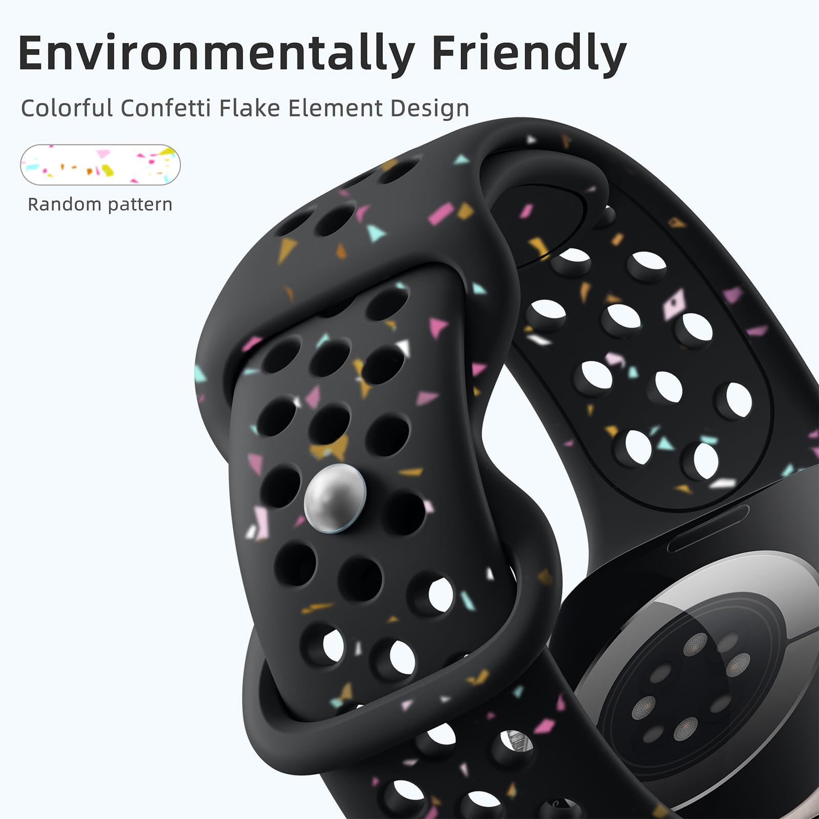 Eco-Friendly Apple Watch Bands for Women & Men - Compatible with iWatch Series Ultra 2/9/8/7/6/5/4/3/SE (38mm/40mm/41mm/42mm/44mm/45mm/49mm) - Breathable Sport Strap for Gym, Running & Daily Wear