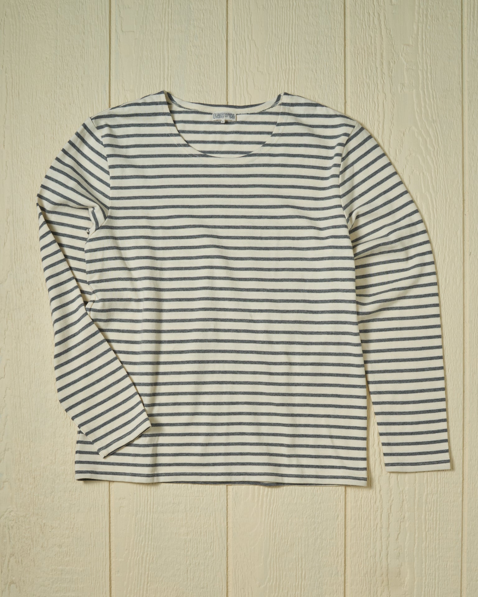 Men's Breton Stripe Boatneck T-Shirt - Off White & Heather Grey | Casual Slim Fit Cotton Top for Everyday Wear, Weekend Outings & Layering