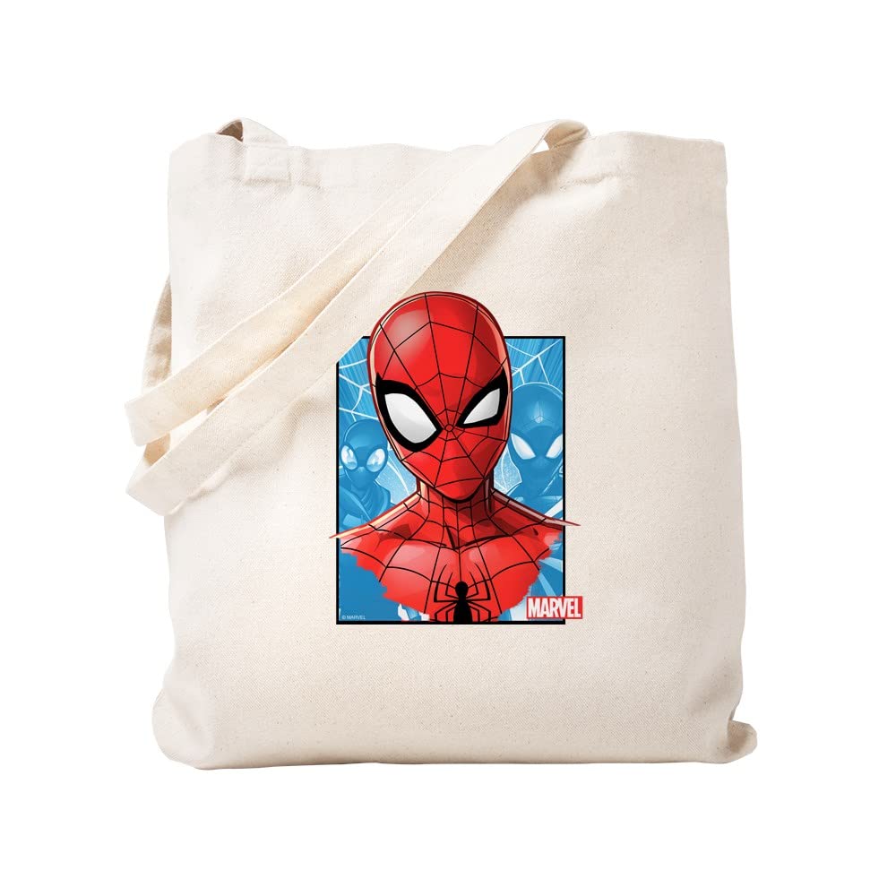 Spider Man Face Tote Bag - Natural Canvas Reusable Shopping Bag for Groceries, Beach, Work & School | Eco-Friendly Marvel Superhero Tote