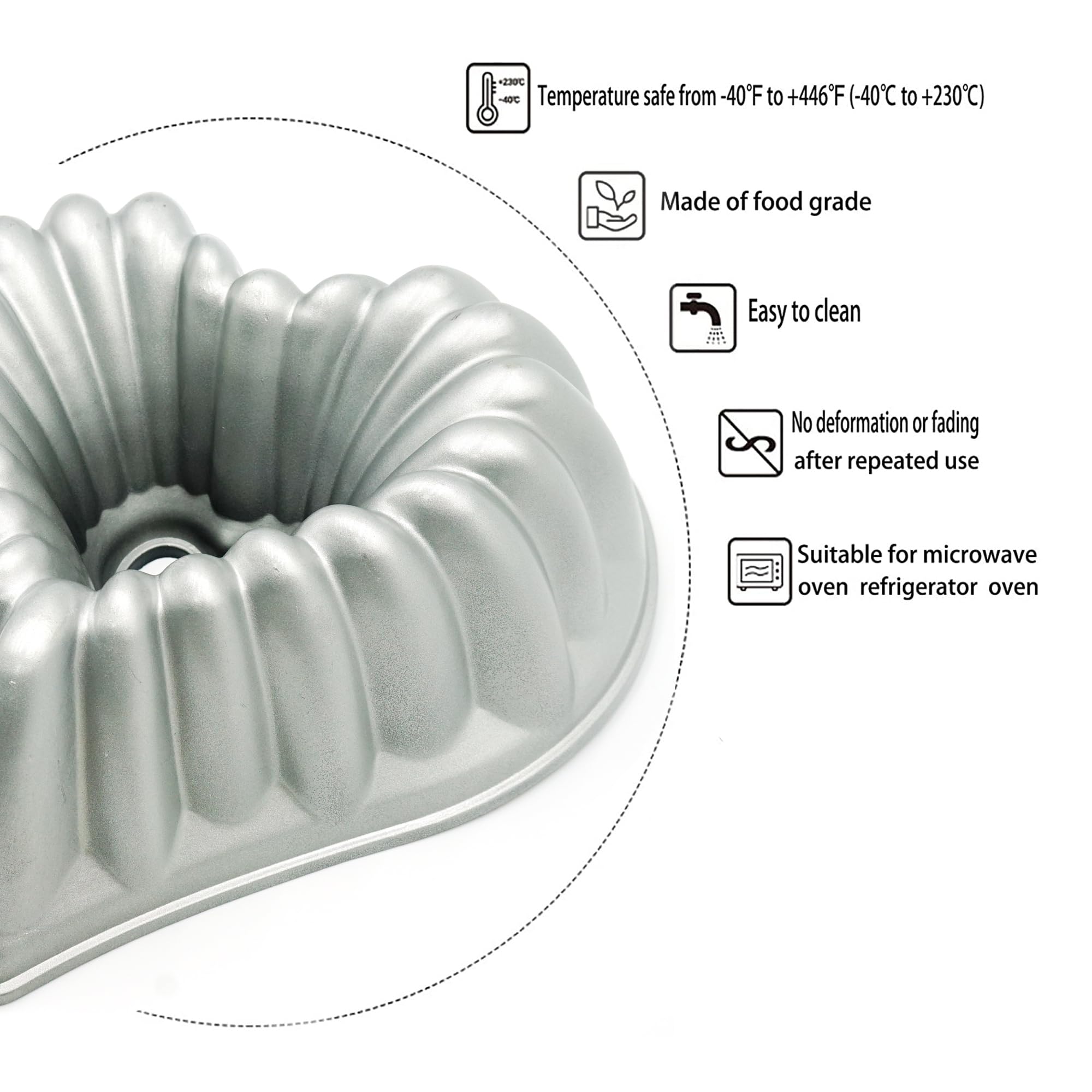 Heart Shaped Cake Pan 10 Inch - Nonstick Fluted Charlotte Mold for Valentine's Day, Christmas, Wedding & Party Baking - Heavy Duty Kundalini Design for Cakes, Tarts & Desserts